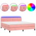 Cama box spring colchón y LED terciopelo rosa 180x200