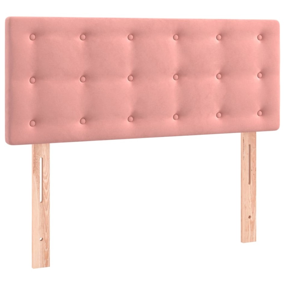 Cama box spring colchón y LED terciopelo rosa 80x200