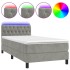 Cama box spring colchón y LED terciopelo gris claro 100x200