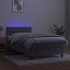 Cama box spring colchón y LED terciopelo gris claro 100x200
