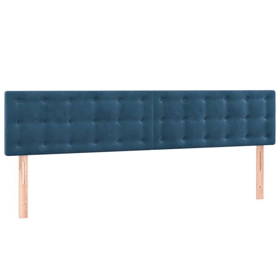 Cama box spring colchón y LED terciopelo azul oscuro 180x200