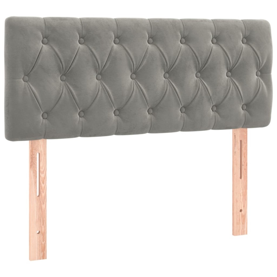 Cama box spring colchón y LED terciopelo gris claro 120x200