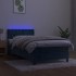 Cama box spring colchón y LED terciopelo azul oscuro 100x200