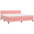 Cama box spring colchón y LED terciopelo rosa 200x200