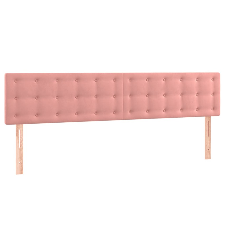Cama box spring colchón y LED terciopelo rosa 200x200