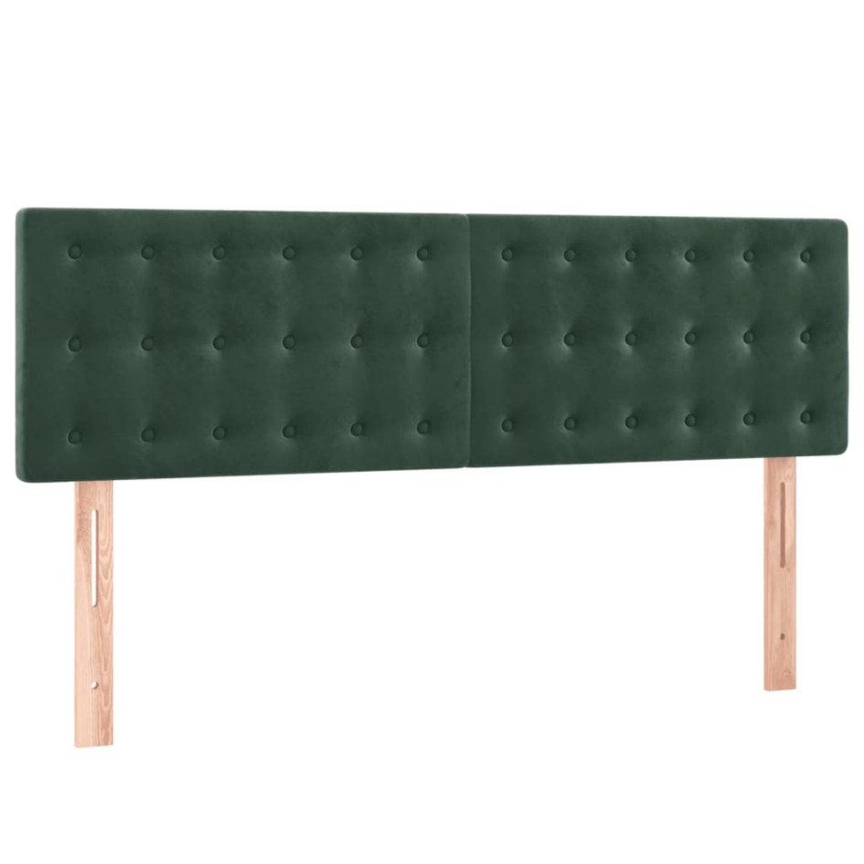 Cama box spring colchón y LED terciopelo verde oscuro