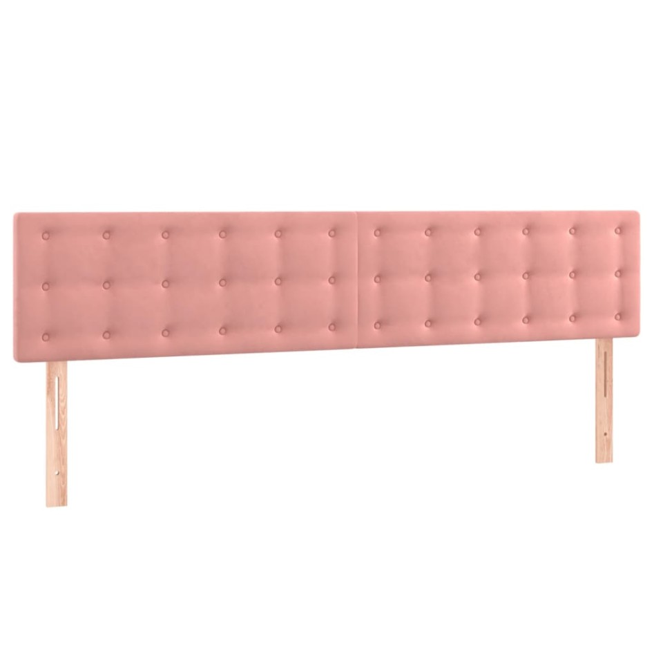 Cama box spring colchón y LED terciopelo rosa 160x200