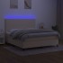 Cama box spring colchón y luces LED tela crema 160x200