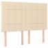Cama box spring colchón y luces LED tela crema 140x190