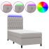 Cama box spring colchón y luces LED tela gris claro 100x200