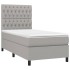 Cama box spring colchón y luces LED tela gris claro 100x200