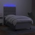 Cama box spring colchón y luces LED tela gris claro 100x200