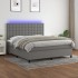 Cama box spring colchón y luces LED tela gris oscuro 160x200