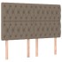 Cama box spring colchón y luces LED tela gris taupe 140x200