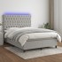 Cama box spring colchón y luces LED tela gris claro 140x190