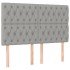 Cama box spring colchón y luces LED tela gris claro 140x190