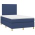 Cama box spring con colchón y LED tela azul 120x200