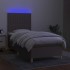 Cama box spring colchón y luces LED tela gris taupe 100x200