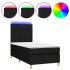Cama box spring colchón y luces LED tela negro 100x200