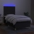 Cama box spring colchón y luces LED tela negro 100x200