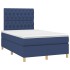 Cama box spring con colchón y LED tela azul 120x200
