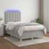 Cama box spring con colchón tela y LED gris claro 120x200