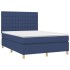Cama box spring colchón y luces LED tela azul 140x190