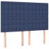 Cama box spring colchón y luces LED tela azul 140x190