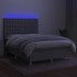 Cama box spring colchón y luces LED tela gris claro 140x200