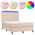 Cama box spring colchón LED cuero sintético capuchino