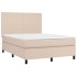 Cama box spring colchón LED cuero sintético capuchino
