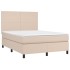 Cama box spring colchón LED cuero sintético capuchino
