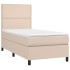 Cama box spring colchón LED cuero sintético capuchino 90x200