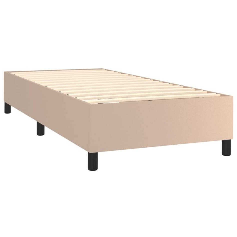 Cama box spring colchón LED cuero sintético capuchino