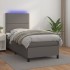 Cama box spring y colchón LED cuero sintético gris 80x200