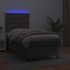 Cama box spring y colchón LED cuero sintético gris 80x200