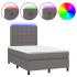 Cama box spring colchón y LED cuero sintético gris 120x200