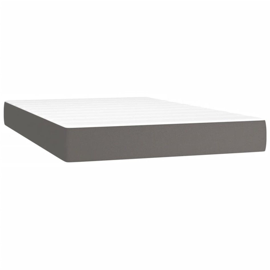Cama box spring colchón y LED cuero sintético gris 120x200