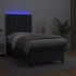 Cama box spring y colchón LED cuero sintético negro 90x200