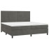 Cama box spring colchón y LED terciopelo gris oscuro 200x200