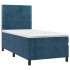 Cama box spring colchón y LED terciopelo azul oscuro 80x200
