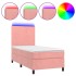 Cama box spring colchón y LED terciopelo rosa 90x190