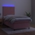 Cama box spring colchón y LED terciopelo rosa 90x190