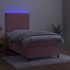 Cama box spring colchón y LED terciopelo rosa 90x190