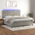 Cama box spring colchón y LED terciopelo gris claro 200x200