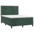 Cama box spring colchón y LED terciopelo verde oscuro