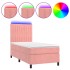 Cama box spring colchón y LED terciopelo rosa 90x200