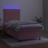 Cama box spring colchón y LED terciopelo rosa 90x200