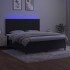 Cama box spring colchón y LED terciopelo negro 160x200
