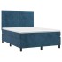 Cama box spring colchón y LED terciopelo azul oscuro 140x190